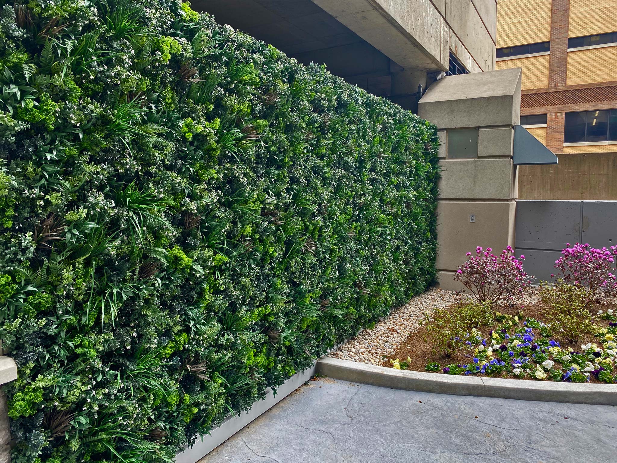 Exterior plant wall of hotel lobby